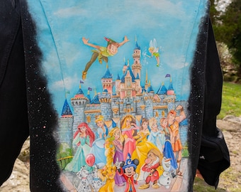 Hand Painted Custom Character Denim Jean Jacket Princess