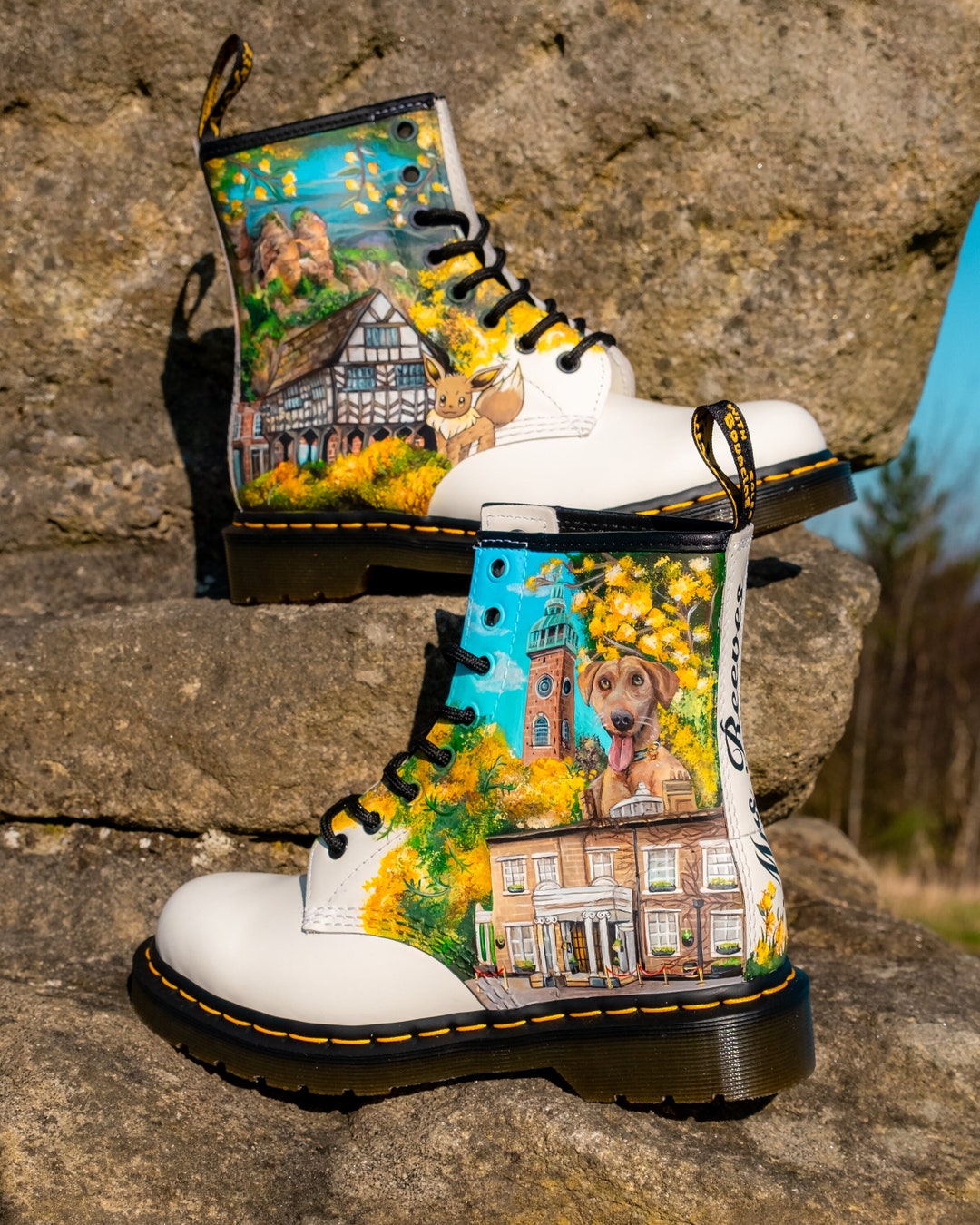 Custom Hand Painted Wedding Dr Marten Anniversary Bridal Custom Hand Painted Wedding Dr Marten Anniversary Bridal
