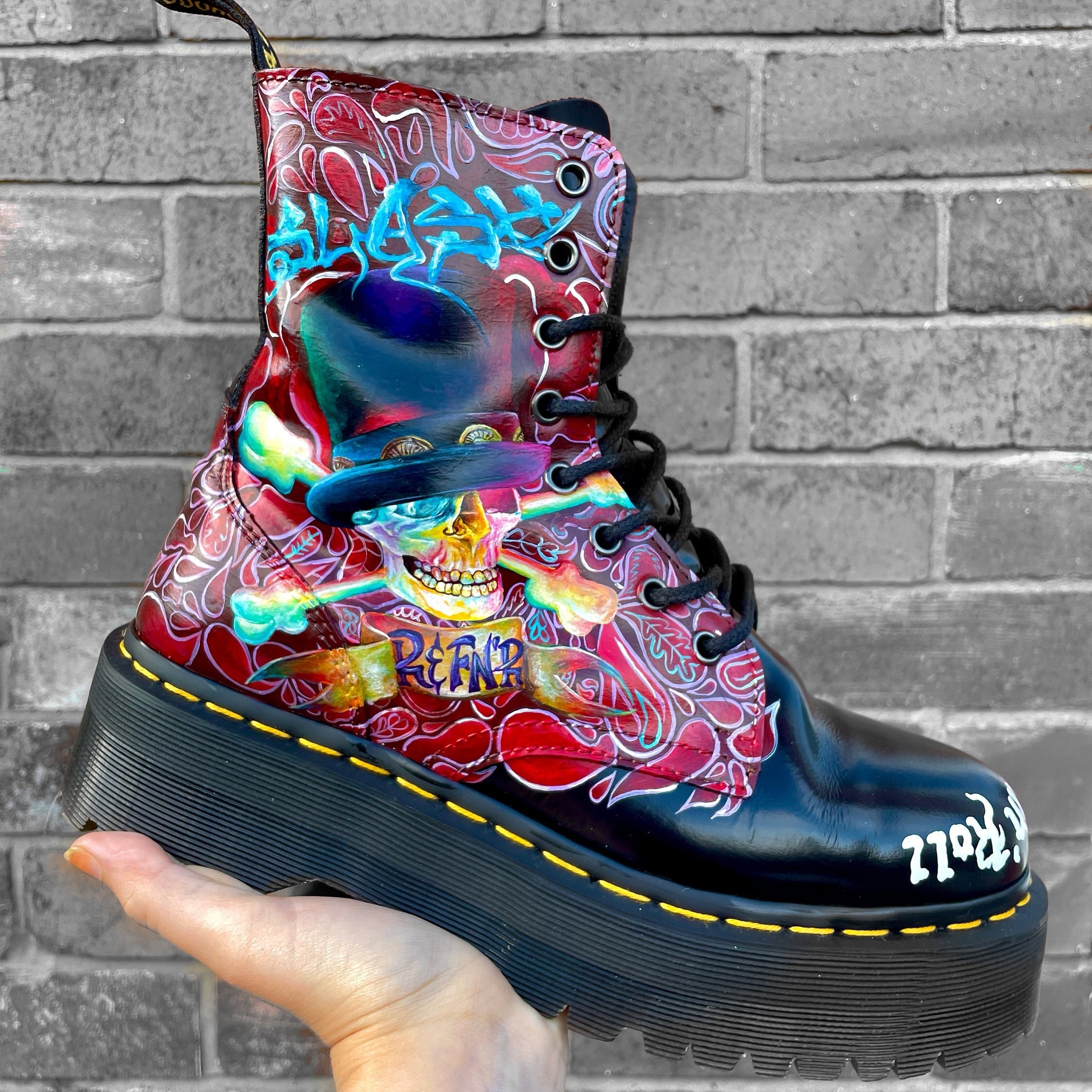 Gorgeous One of a kind Hand Painted Personalized designs on boots