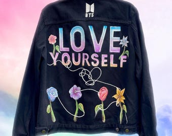 Hand Painted Custom Writing Denim Jean Jacket