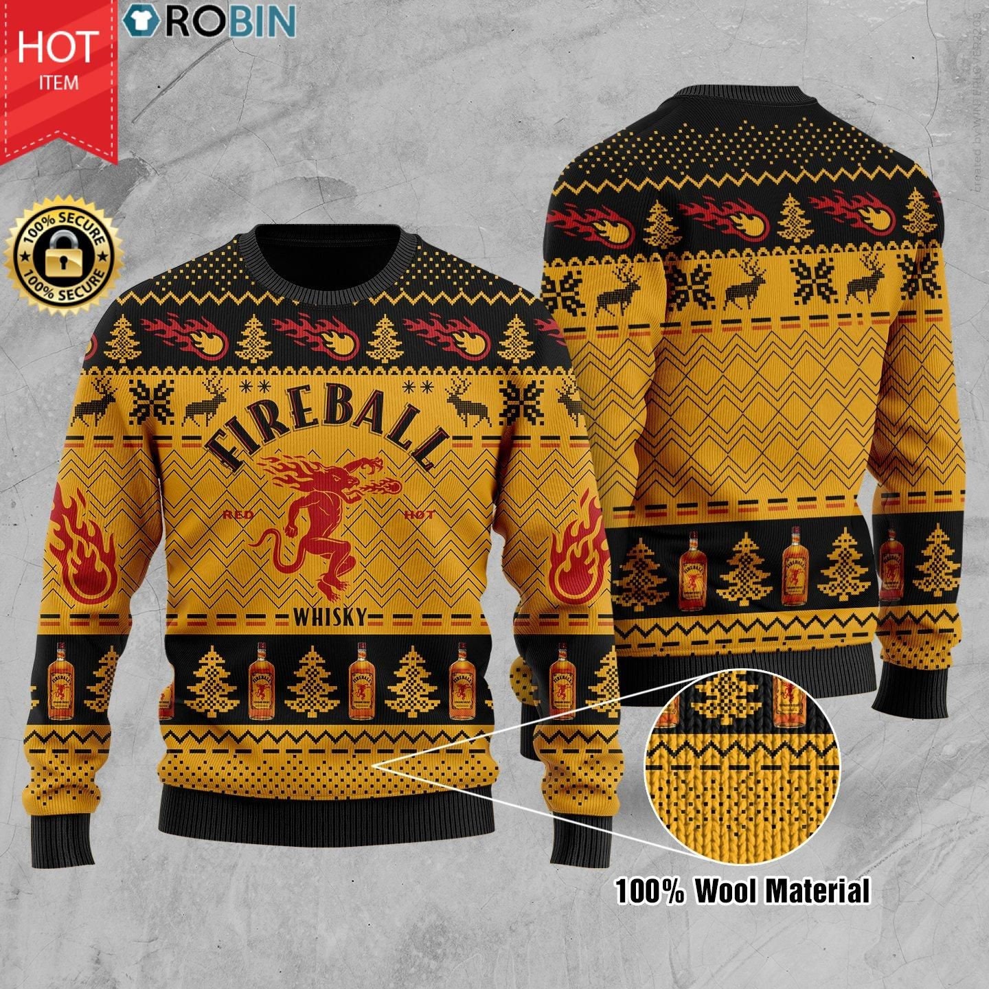 Fireball Cinnamon Christmas 3D Sweater
