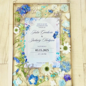 Custom pressed flowers wedding invitation keepsake floral wall art decor