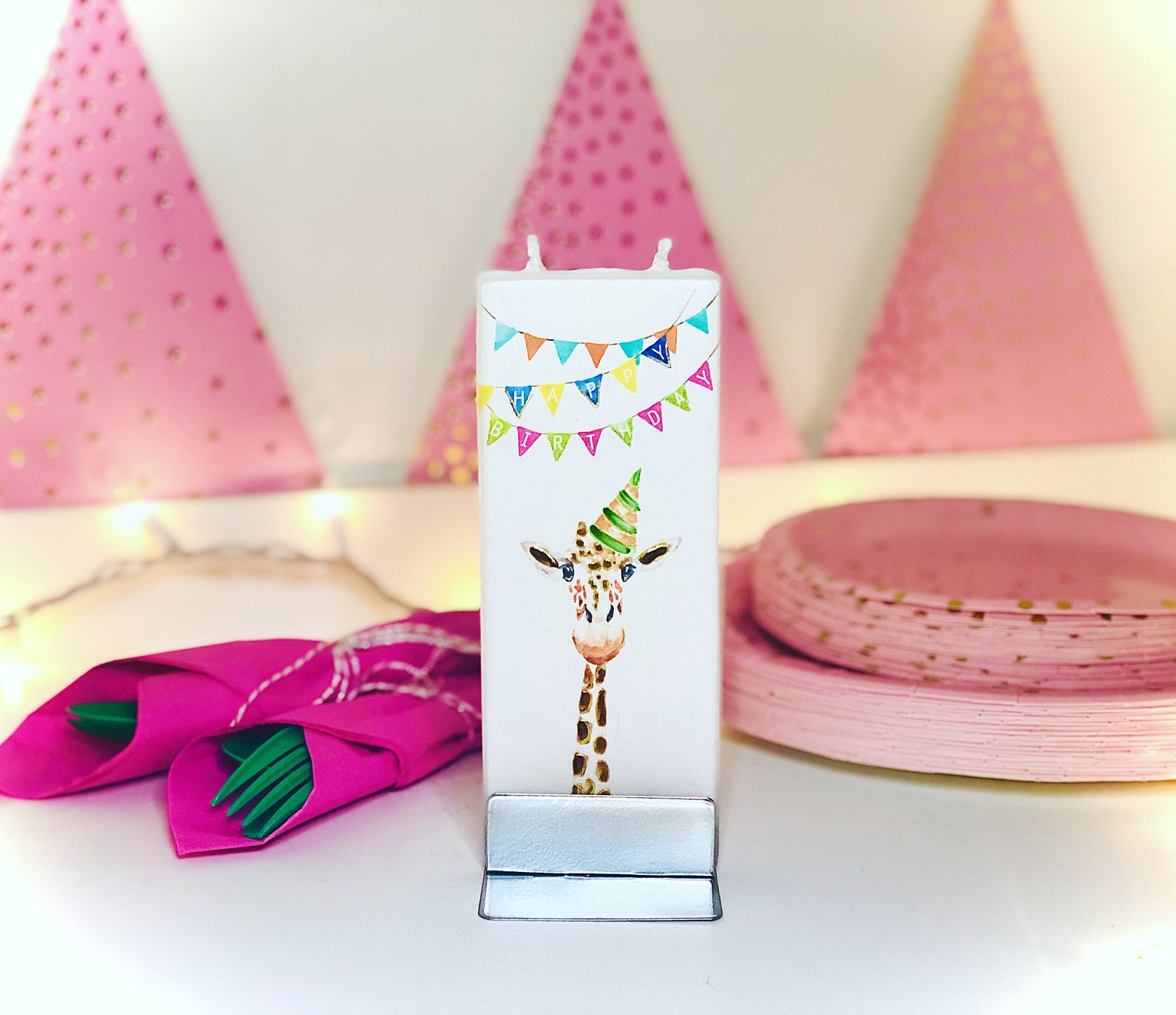 Hand Painted Flat Candle Popping Champagne Celebration Etsy