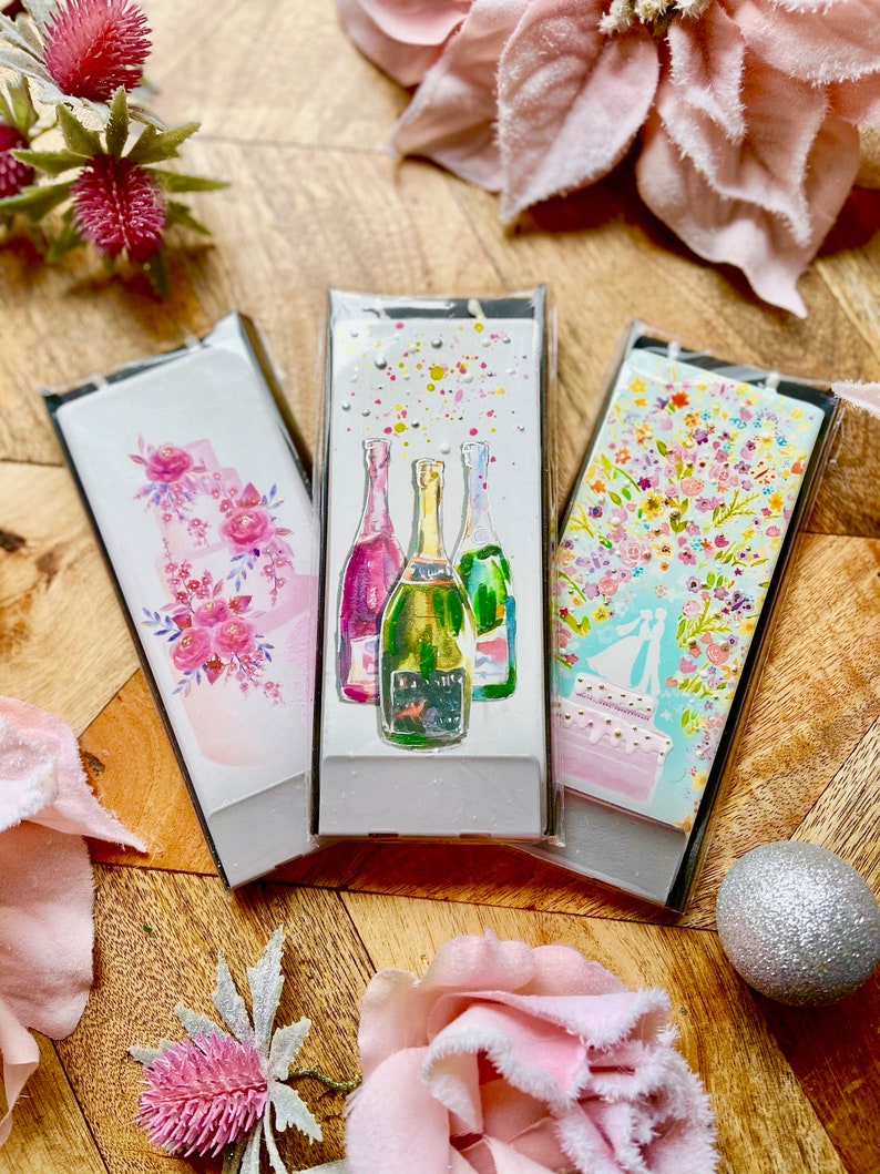 Hand Painted Flat Candle Popping Champagne Celebration Etsy