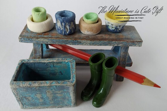 Mini Garden Bench Fairy Garden Kit Twelfth Scale Diy Etsy
