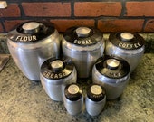 Vintage Kromex 7 Piece Canister Salt Pepper Set