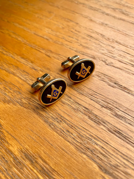 Vintage Masonic Square and Compass Cufflinks Freem