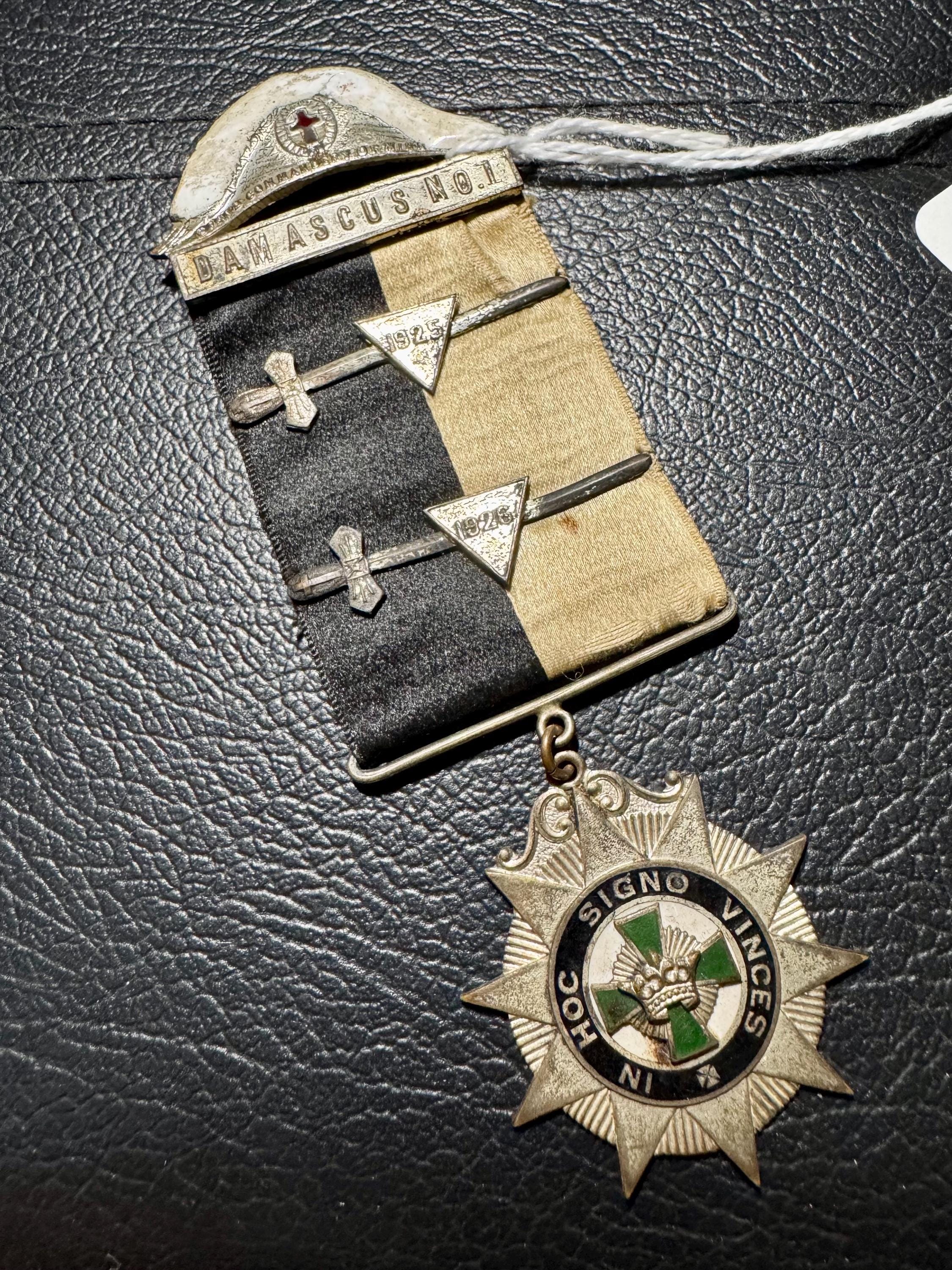 1925-26 Knights Templar Massachusetts Damascus Commandery No 1 Grand Commander Medallion Badge