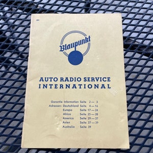 Vintage Blaupunkt Auto Radio Service International Repair Location Guide