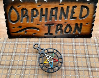 Vintage Pentagram Eastern Star Cast Iron  Masonic Trivet