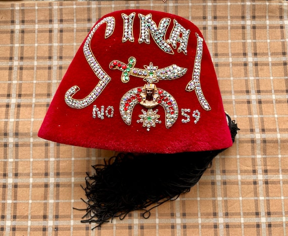Vintage Shriners International Sinal Fez Embroidered Hat
