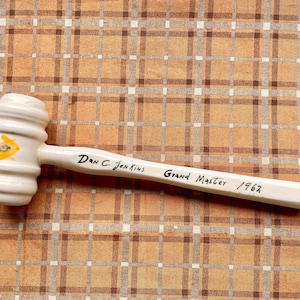1961-1962 Grand Master Freemason of Ohio Masonic Ceramic Gavel