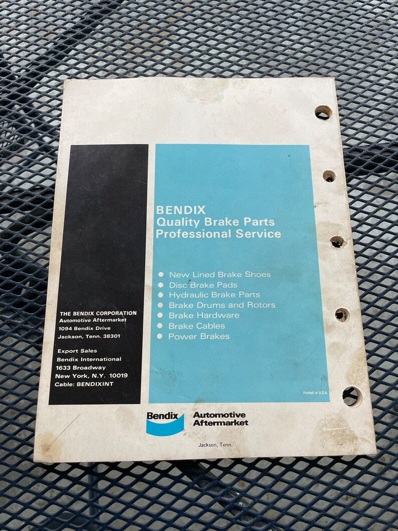 Vintage Bendix Brake Systems Service Shop Manual Supplement - Etsy