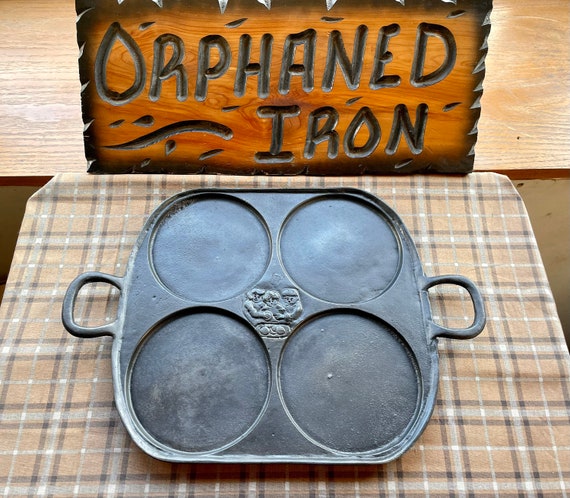 RARE Four Slot Square Pancake Griddle Cast Iron 