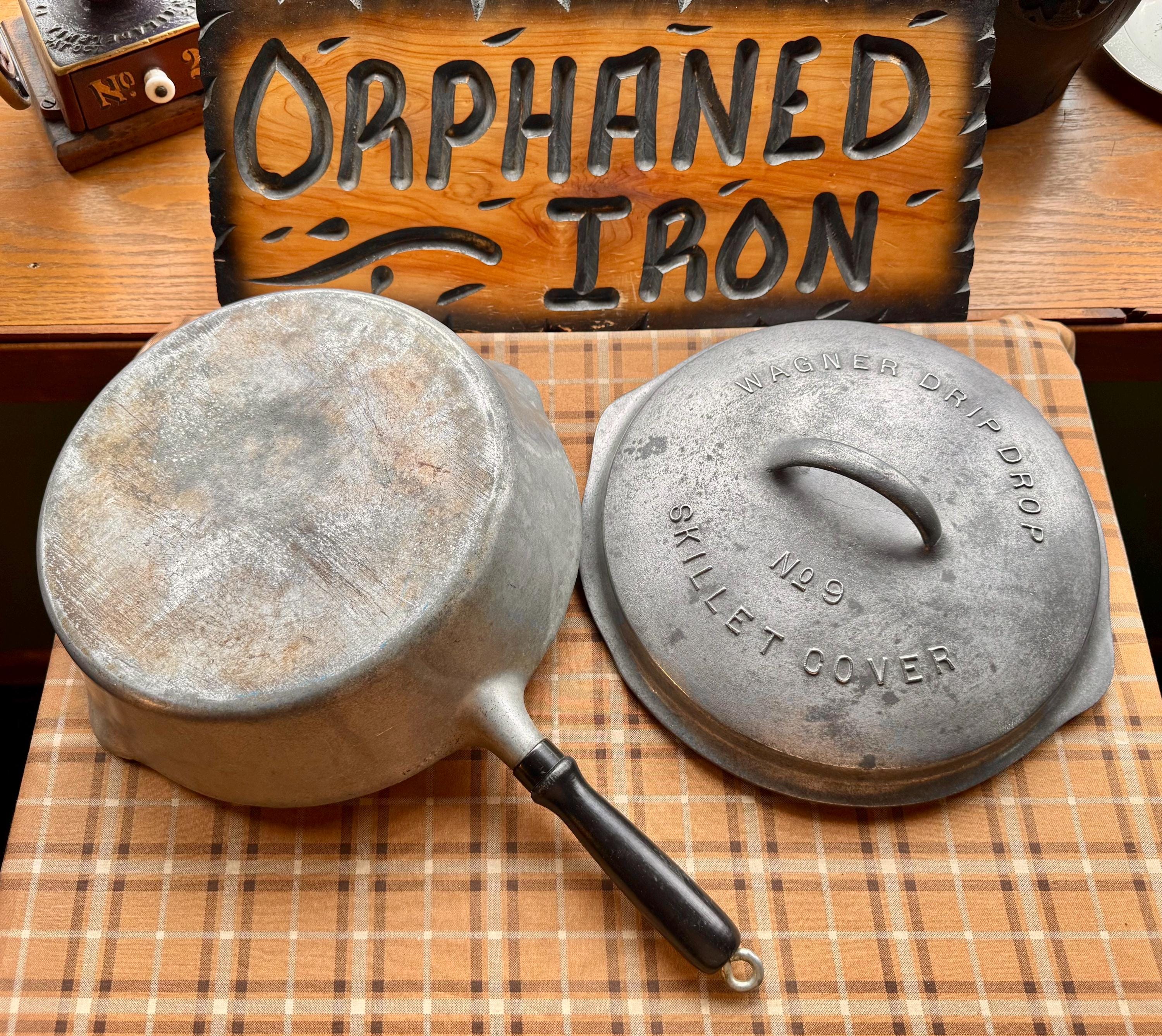 Wagner Ware #9 Raised Logo Aluminum Deep Skillet Chicken Fryer
