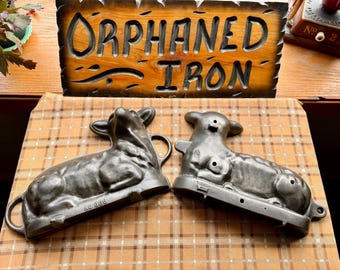 Rare! Griswold Lamb Cake Mold Cast Iron Baking Set with Original Box
