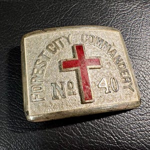 Vintage Silver Knights Templar Forest City Commandery KT No 40 Belt Buckle