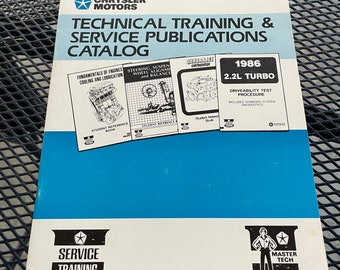 1986 Chrysler Technical Training Service Publications Catalog