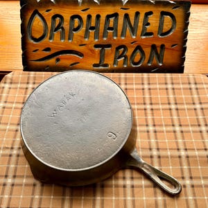 Wapak Block Logo #9 Cast Iron Nickel Plated Skillet