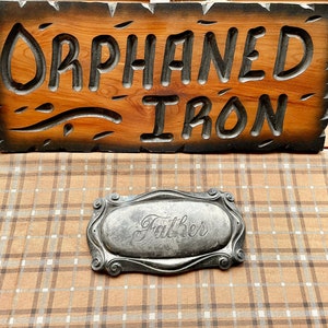 Father Script Casket Coffin Plaque Silverplate