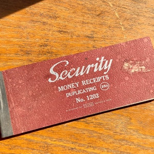 Vintage Security Money Receipts Booklet