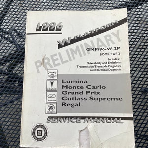 1996 GM W-Platform Service Manual: Lumina, Monte Carlo, Grand Prix, Regal