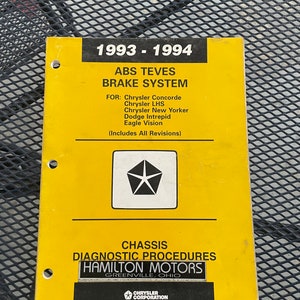 1993-1994 Chrysler Dodge Teves ABS Brake System Service Shop Manual Supplement