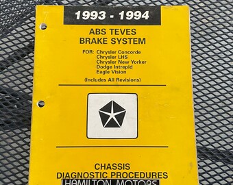 1993-1994 Chrysler Dodge Teves ABS Brake System Service Shop Manual Supplement