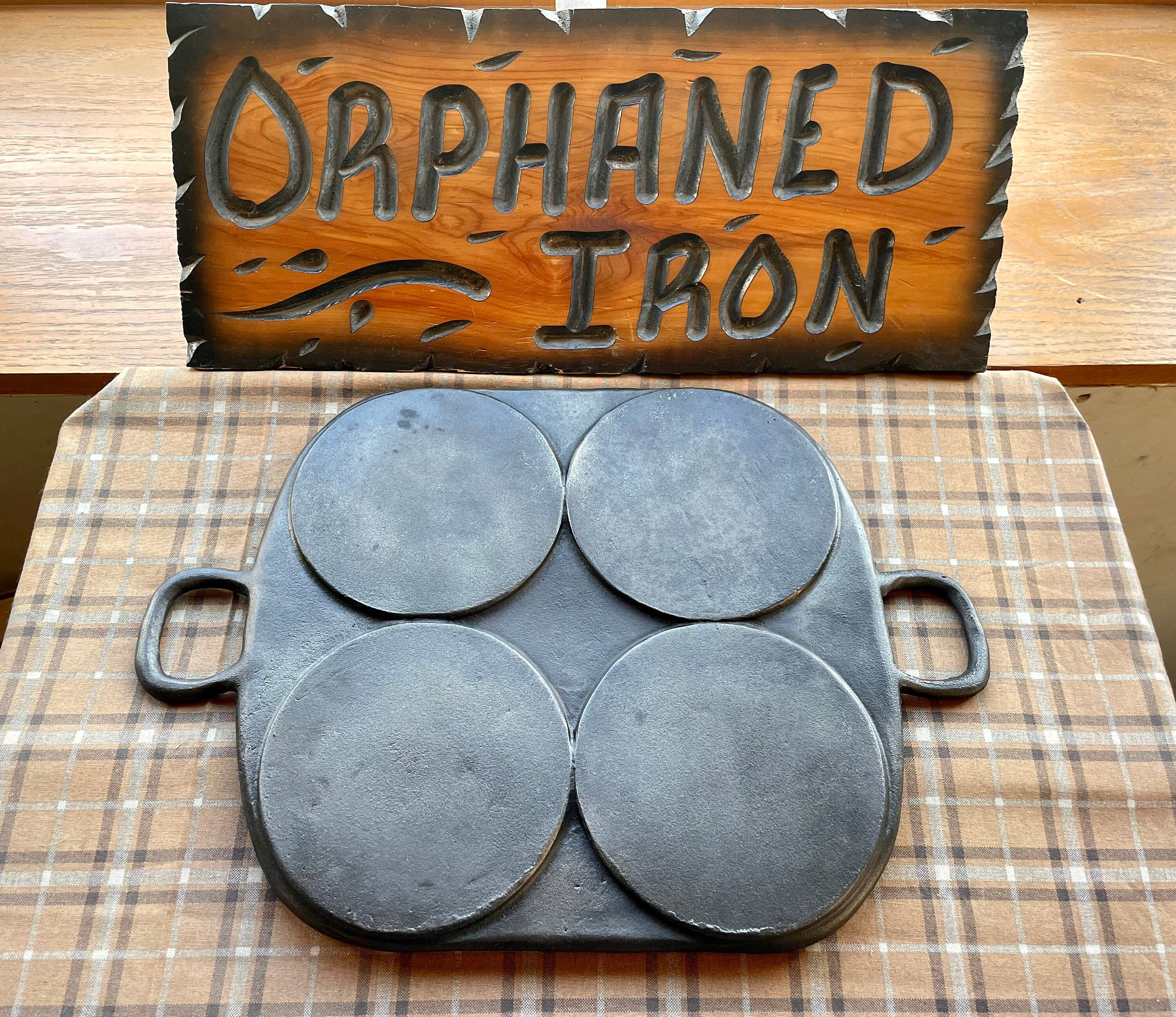 RARE Four Slot Square Pancake Griddle Cast Iron 