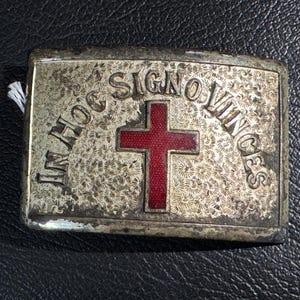 Vintage Silver Knights Templar Commandery Red Cross Belt Buckle