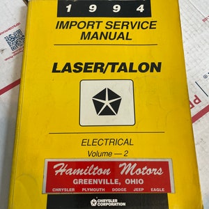 1994 Chrysler Laser/Talon Electrical Service Shop Manual Supplement