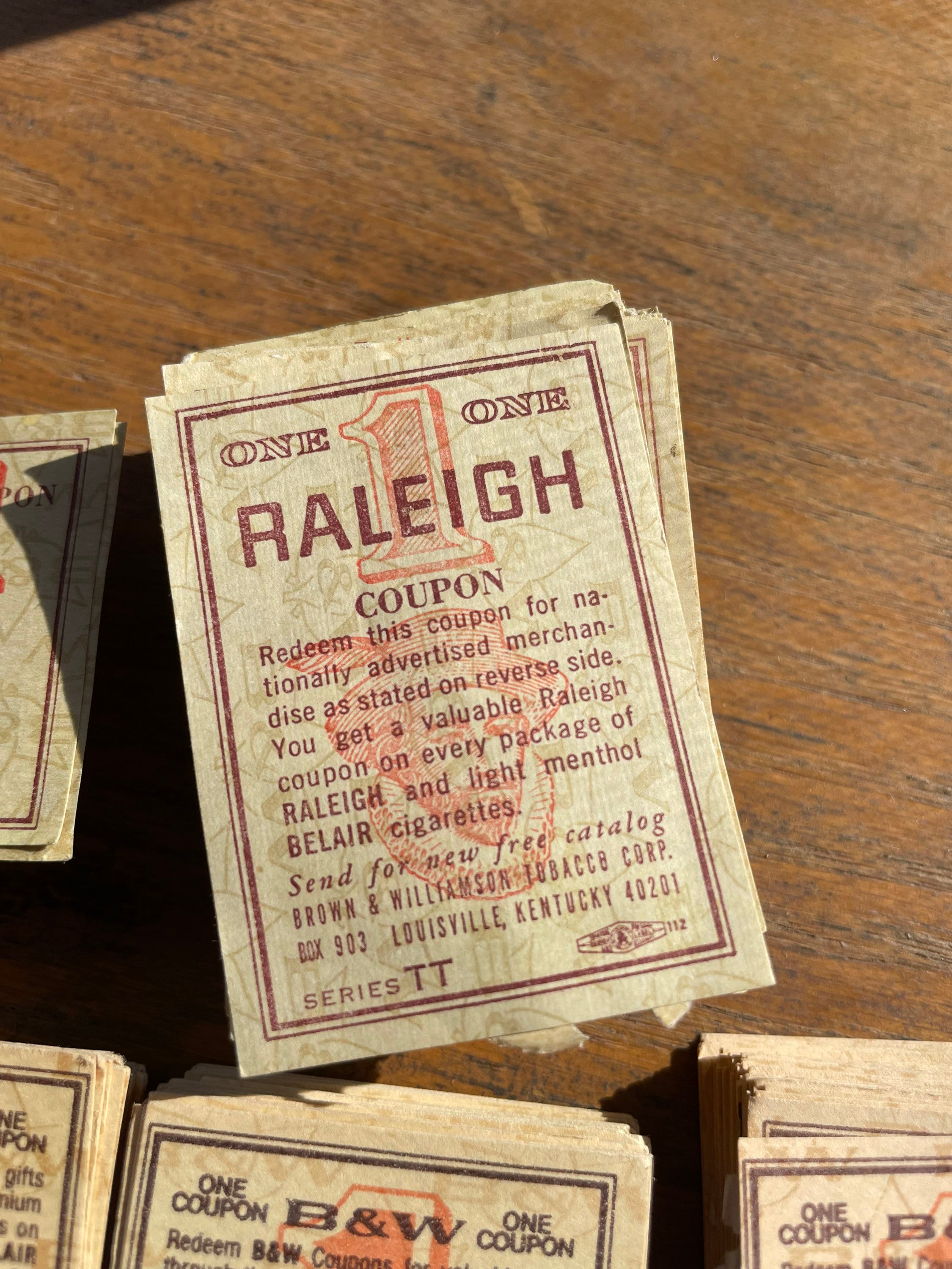free cigarette coupons Vintage Raleigh B&W Cigarette Coupon Lot