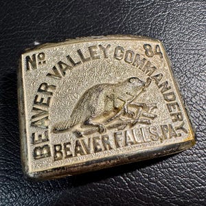 Vintage Knights Templar Belt Buckle: Beaver Valley Commandery No 84