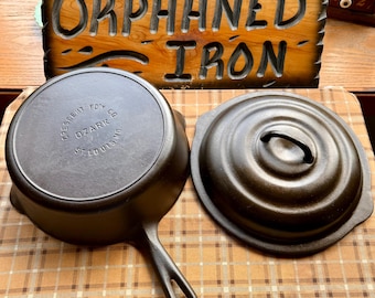 Crescent Ozark #8 Beehive Cast Iron Chicken Fryer Deep Skillet with Lid