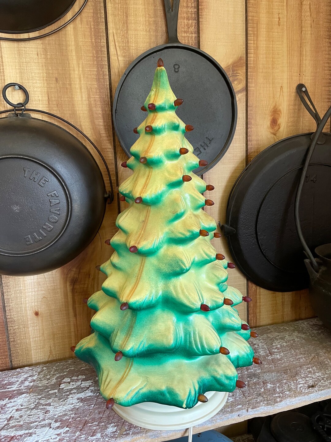 Vintage Lighted Christmas Tree Blow Mold Type Etsy