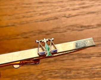 Vintage Attorney Lawyer Scale Tie Bar Clip