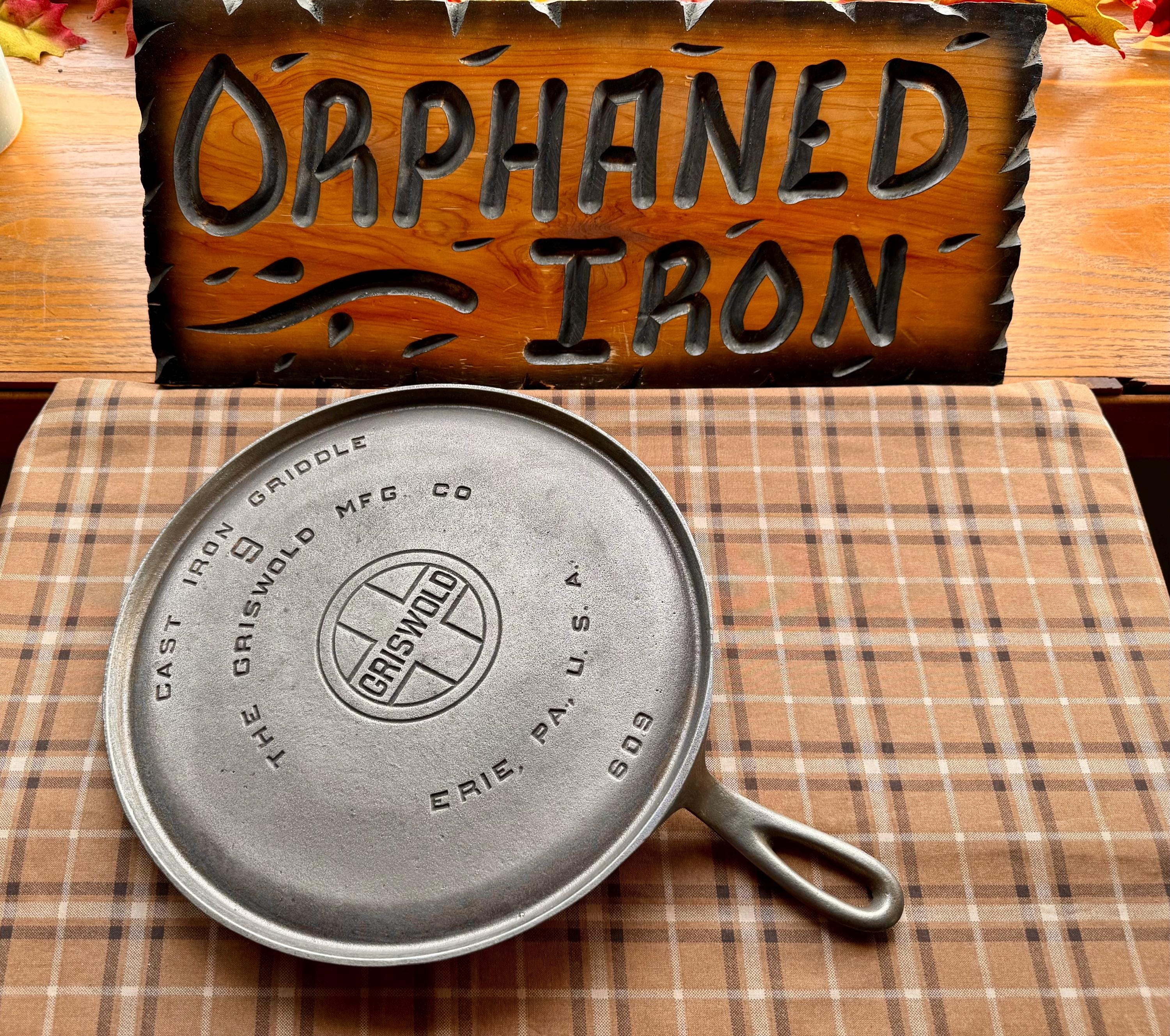 Griswold #9 Large Block Logo Nickel Plated Cast Iron Griddle - Etsy