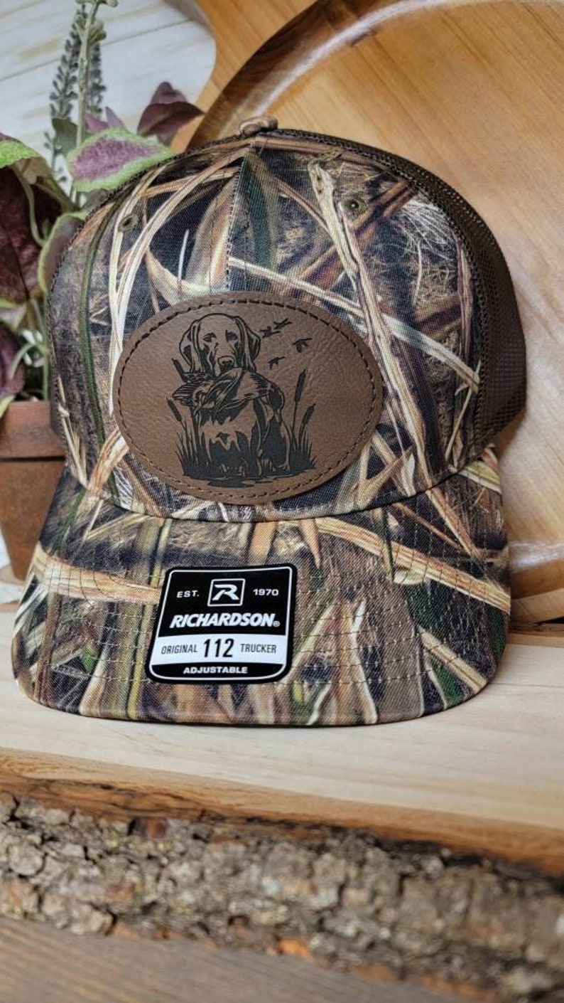 Custom Duck Hunting Leather Patch Hat Trucker Hat Etsy
