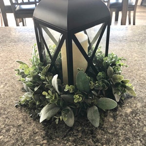 Eucalyptus Lambs Ear Wreath: Frosted Centerpiece, Table Garland