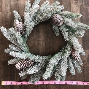 16 Flocked Pine Centerpiece Wreath,Artificial Pine Wreath,Pinecone Candle Wreath,Frosted Pine Wreath,Table Centerpiece,Wedding Centerpieces image 4