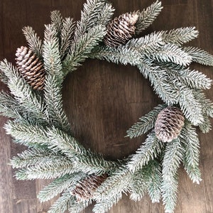 16 Flocked Pine Centerpiece Wreath,Artificial Pine Wreath,Pinecone Candle Wreath,Frosted Pine Wreath,Table Centerpiece,Wedding Centerpieces image 5