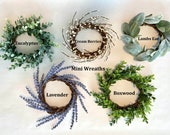 Mini Wreaths,Wreaths with Ribbon,Cabinet Wreaths,Boxwood Wreath,Eucalyptus Wreath,Lambs Ear,Window Wreath,Mini Wreath Farmhouse,Small Wreath