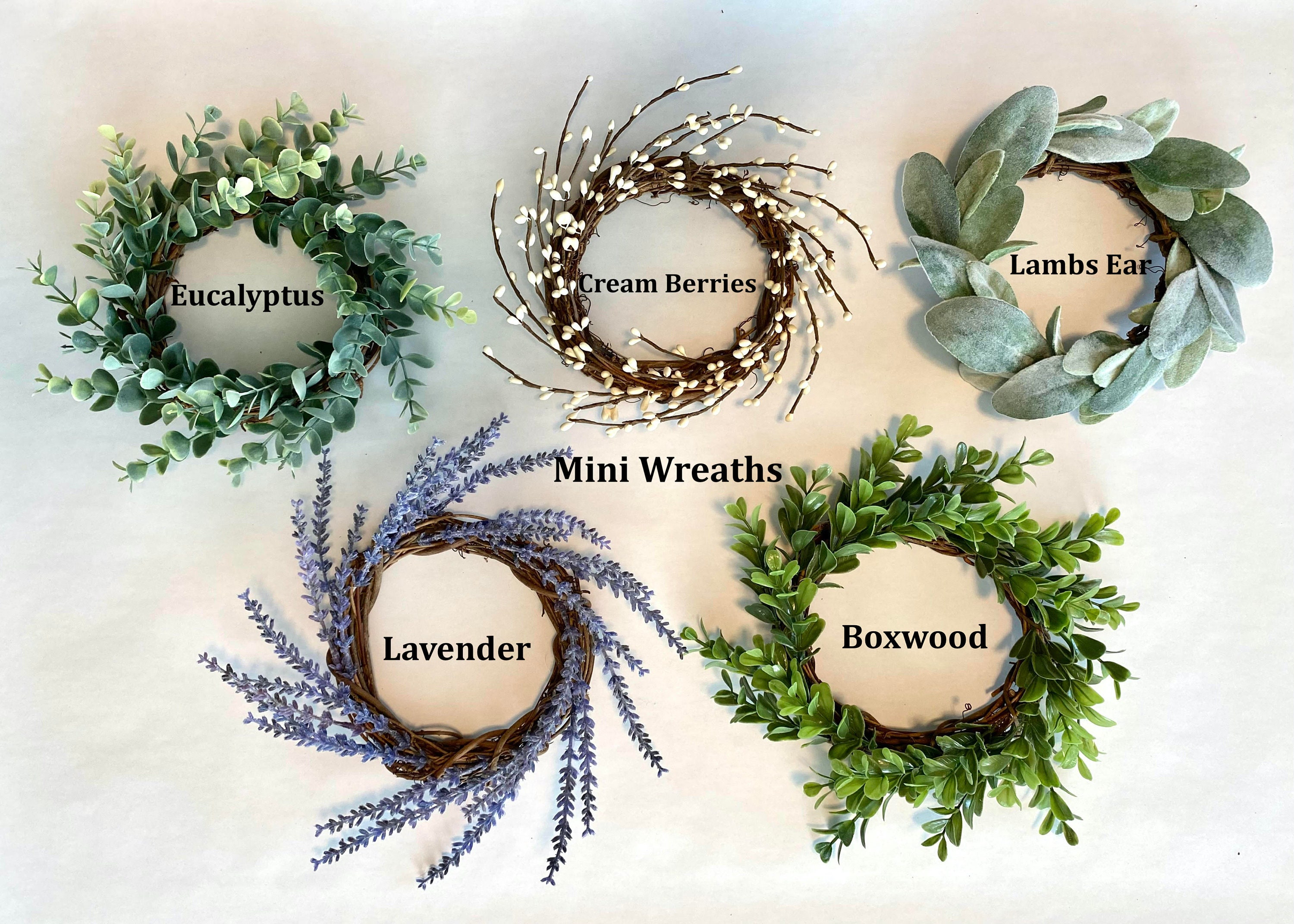 Mini Wreaths,Wreaths with Ribbon,Cabinet Wreaths,Boxwood Wreath,Eucal…