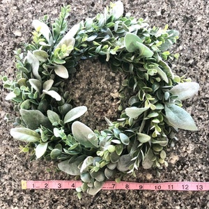 Eucalyptus Lambs Ear Wreath & Garland,Table Wreath,Centerpiece Wreath,Candle Wreath,Candle Ring,Lambs Ear Wreath,Eucalyptus Wreath Strand image 3