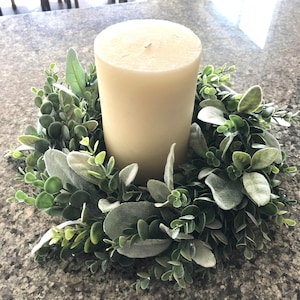 Eucalyptus Lambs Ear Wreath & Garland,Table Wreath,Centerpiece Wreath,Candle Wreath,Candle Ring,Lambs Ear Wreath,Eucalyptus Wreath Strand image 8