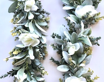 Lambs Ear & Eucalyptus Garland and Wreaths w/ Flowers Pips,Wedding Centerpiece,Lantern Decor, Greenery,Table Runner,Mantel Garland,Strand