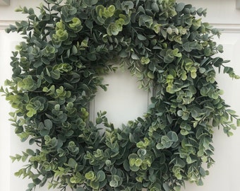 Frosted Eucalyptus Wreath,Artificial Eucalyptus,Wedding Wreath,Farmhouse Wreath,Door Hanger,Summer Wreath,Wreath for Front Door,Door Decor