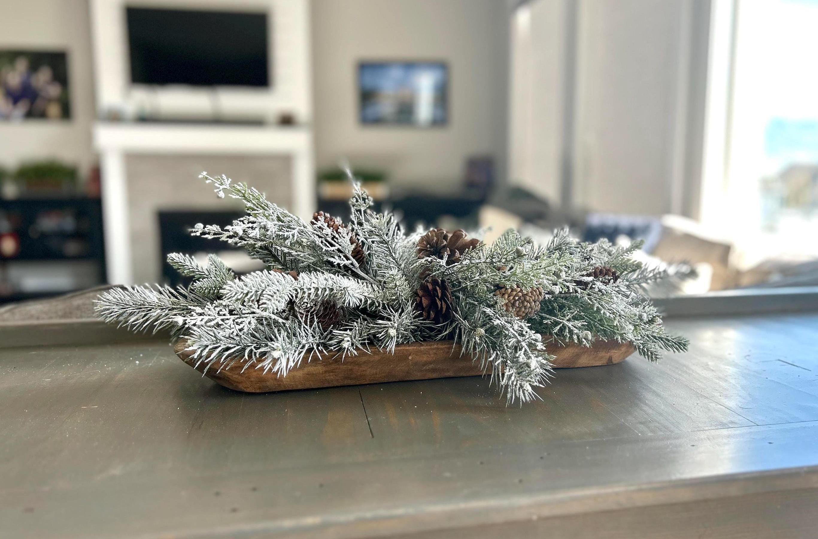 20" Frosted Pine & Pinecones Holiday Centerpiece,Winter Holiday Swag,Christmas Tablescapes,Bowl Filler,December Mantel Design,January Decor
