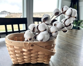 Extra Large Cotton Boll Pick,23" Stem,Big Balls,Dried Rustic Decor,Farmhouse Home Design,Wreath & Craft,White Centerpiece,Vase Filler Strand