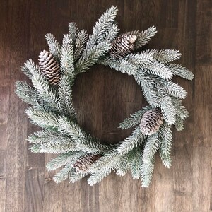 16 Flocked Pine Centerpiece Wreath,Artificial Pine Wreath,Pinecone Candle Wreath,Frosted Pine Wreath,Table Centerpiece,Wedding Centerpieces image 6